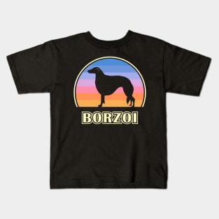 Borzoi Vintage Sunset Dog Kids T-Shirt
